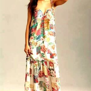 Anthropologie Patchwork Floral Midi Dress